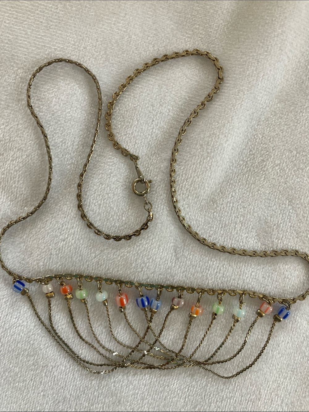 Vintage Fringe Necklace with Multicolor Beads Korea